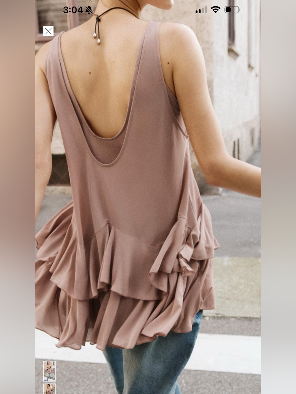 Zara Mauve Ruffle-Back Tank Top - Picture 3 of 3
